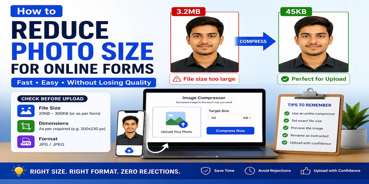 Tips to reduce photo size for online forms – works for UPSC, SSC, college admissions, and job portals